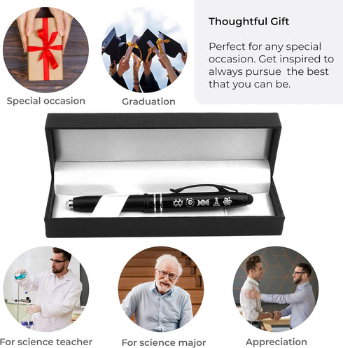 Inkstone Symbols of Science - Black Pens with Stylus Tips for Touchscreen, Fine Point Smooth Writing Pens