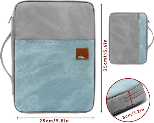 Mygreen Zipper Portfolio Organizer A4 Note Pouch-Waterproof Document Bags/Zipper Binder/Paper Case Grey and Light Blue by mygreen
