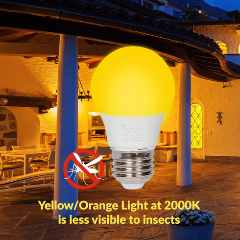 Simba Lighting LED Bug Non-Attracting Yellow Bulb, 5W 40W Equivalent, 4 Pack, Outdoor Porch Light, Amber Warm 2000K