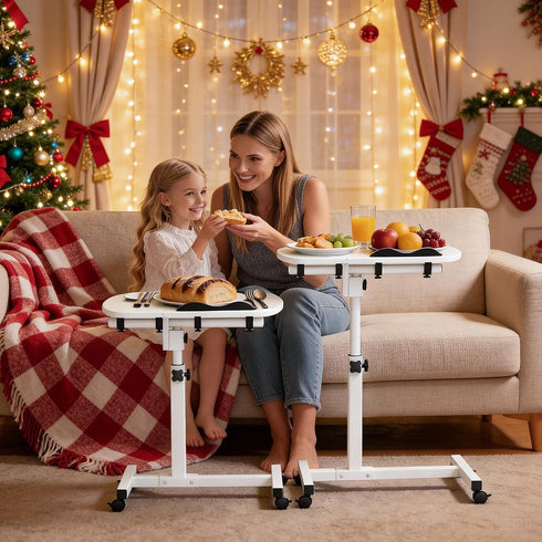 75 MoNiBloom Mobile Laptop Desk Tiltable Height Adjustable Rolling Laptop Sofa Bed Side Table Couch Computer Desk Stand