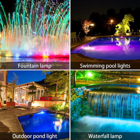 12 AVEKI Solar Pond Spotlights, LED Solar Underwater Lights with Dual Head Waterproof Submarine Landscape Spotlight