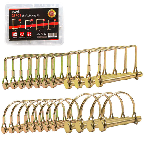 XOOL 22PCS Zinc-Plated Heavy Duty Safety Pins, Shaft Locking Pin for Trailer Coupler and Premium Carbon Steel