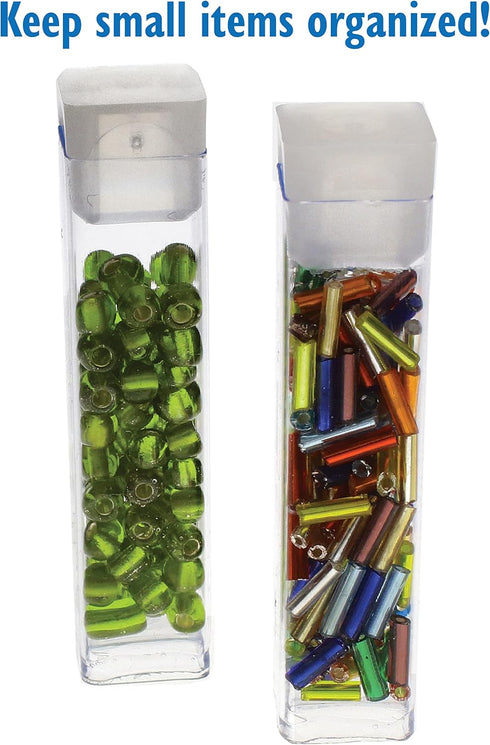The Beadsmith Clear Plastic Tubes, 2 x .5 Inch Square with Flat Caps, Bag of 100