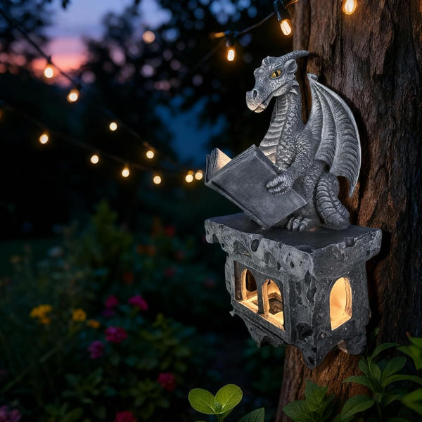 Generic Solar Dragon Tree Reading Garden Statue - Outdoor Courtyard Decoration, Halloween Fantasy