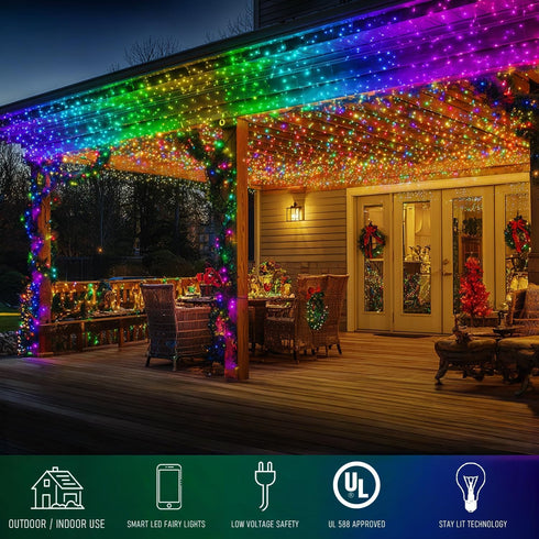 100 33FT TW SHINE Smart Christmas Lights, LED Color Changing Halloween String Lights Clear Wire with Remote & APP