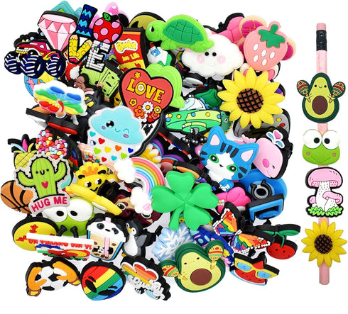 YEALQU 100PCS Random Pencil Topper Decorations, Cute PVC Pencil Accessories for Students