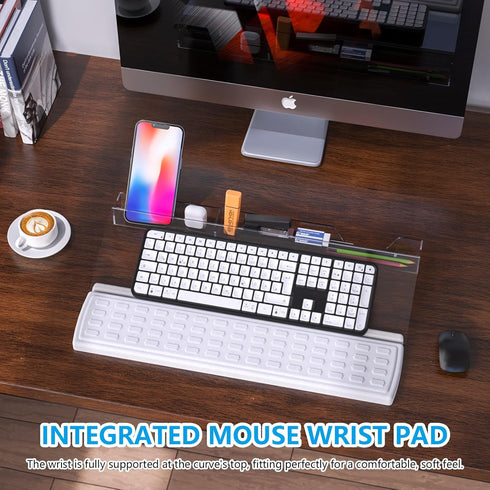 Typing&Working,3-Level Clear2+white Keyboard Riser,Computer Stand Acrylic Tilted Holder for Easy Ergonomic Height
