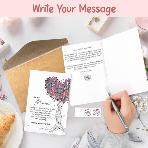 DINIZON 8"x5.3" Happy Mothers Day Card for Mom, Sentimental Greeting Card with Message for Mama, Nana, Step Mom