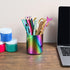 Lidwot Set 2 304 of Rainbow Stainless Steel Mirror-Polished Round Pen Holder Nordic Style Pencil Cup & Makeup Brush