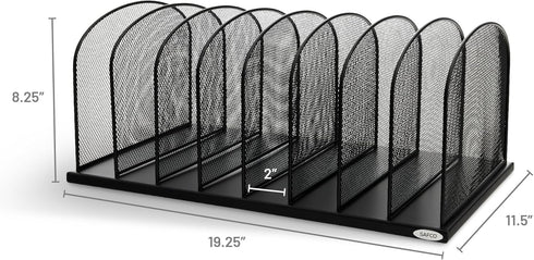 Safco Onyx Desk Organizer with 8 Vertical Sections, Steel Mesh File Organizer for Home and Office