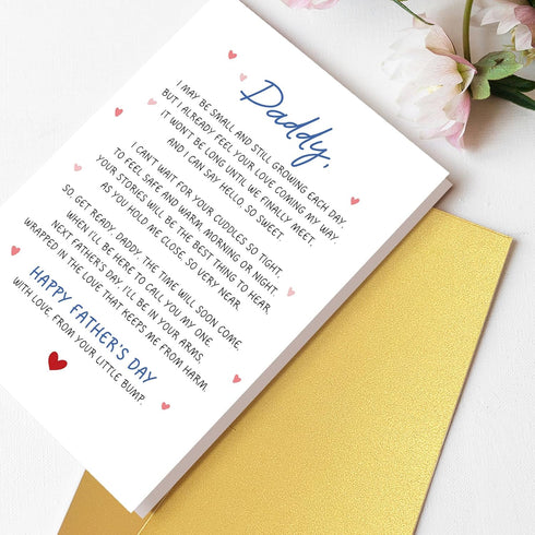 Goroar Sweet First Fathers Day Card for New Dad, Fathers Day Gift for Dad to be, Daddy to be Poem Card from Bump, Cute