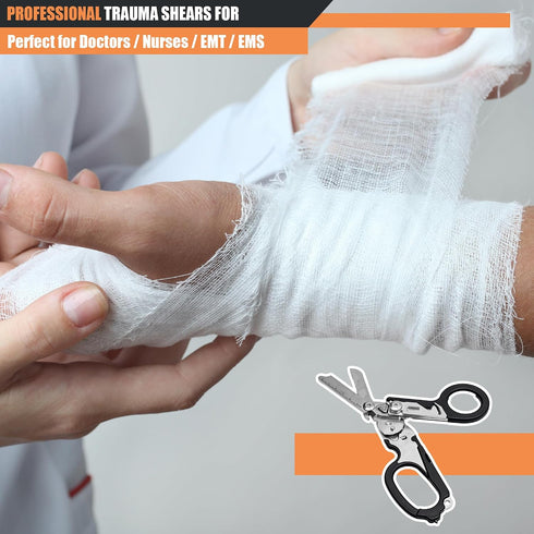 Heyear 6 1 Trauma Shears, In Emergency Shears, Stainless Steel Foldable Trauma Scissors with Compatible Holster
