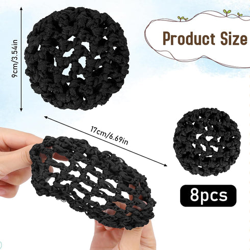 Gtziqa 8 Pcs Bun Cover for Hair, Crochet Ballet Hair Net, Invisible Elastic Knit Thicker Hairnets Hairs Donut Bun