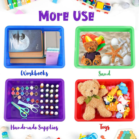 Hoteam 10 Pcs Flat Storage Tray Organizer, Letter Size Plastic Bins for Classroom Art Activity