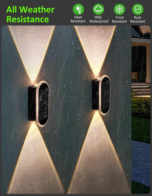3000K/4000K/6000K 3 2 Solar Fence Lights Outdoor, Modes Solar Wall Lights Outdoor Waterproof, Up&Down Dual-Head Outdoor