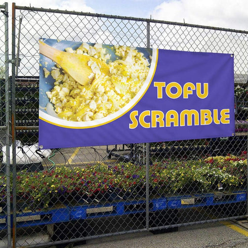 Fastasticdeals 4 Grommets 24x48Inches Vinyl Banner Multiple Sizes Tofu Scramble Outdoor Advertising Printing Food