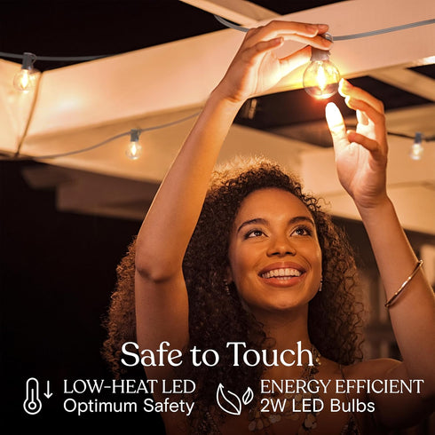 26 Commercial 12 1W Bulbs, Brightech Ambience Pro LED String Lights - Ft Grade Patio Lights Outdoor Waterproof - Globe