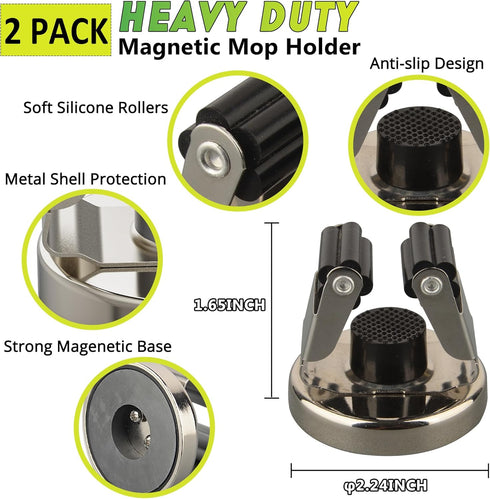Holder,2 Pack ULIBERMAGNET Magnetic Mop Broom Holder,Heavy Duty Movable Magnetic Tools Anti-slip Magnet Mounted Utility