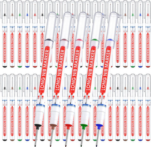 Ireer 60 Pcs Multi Purpose Deep Hole Marker Pens Long Nosed Marker