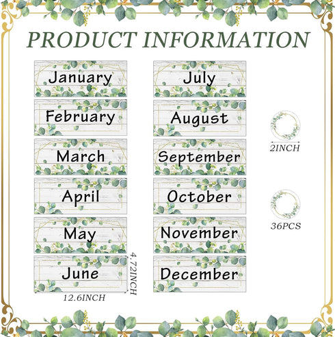 Zonon 48 Pieces Holiday Monthly Headliners Set, 12 Months of The Year Headers with Round Blank Confetti