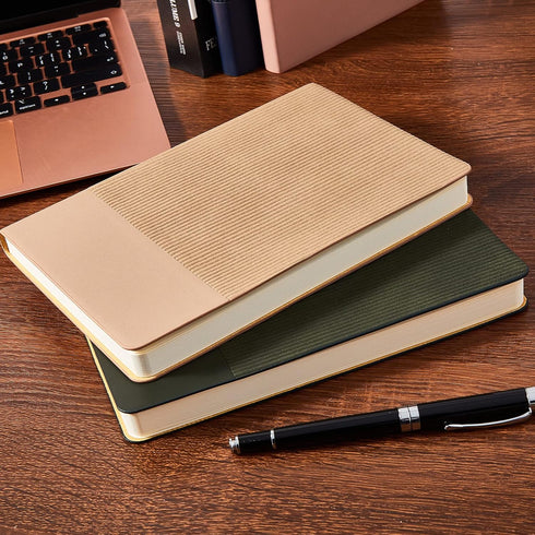 Lined Journal Notebook for Women Men, 216 Pages A5 Leather Cover Aesthetic Journal, 100 GSM Thick Paper, Khaki