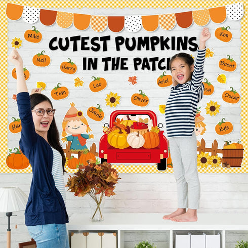 gisgfim Fall Classroom Bulletin Board Decorations Set, Autumn Cutest Pumpkins in The Patch Cutouts for School Home Decor