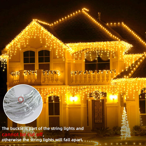 BYIZO 480 66+33 8 Christmas Outdoor Icicle Lights - LED FT Modes Curtain Fairy String Light Plug in, Waterproof