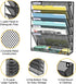 Wall File Organizer, 6-Tier Mesh Hanging Mail Organizer, Vertical Office Storage Rack for Home Office, Black