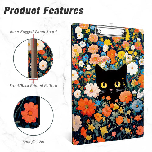 Rimilak Wood Clipboard, 8.5x11" Paper Letter Size, Cute Custom Pattern Clip Board for Teachers, School & Office Supply