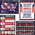 USA Charts 4 Pack LAMINATED Posters - US Money, Pledge of Allegiance, All US Presidents with Joe Biden, and US Map