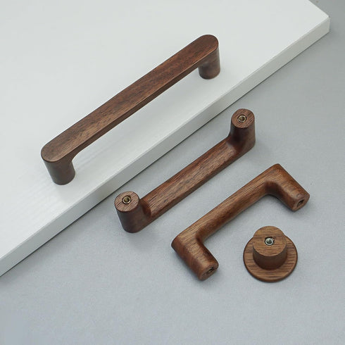 6 Pack (6, 4" MFYS Walnut Wood Drawer Pulls Handes Rustic Cabinet Pulls Handles Wood Dresser Knob Kitchen Furniture