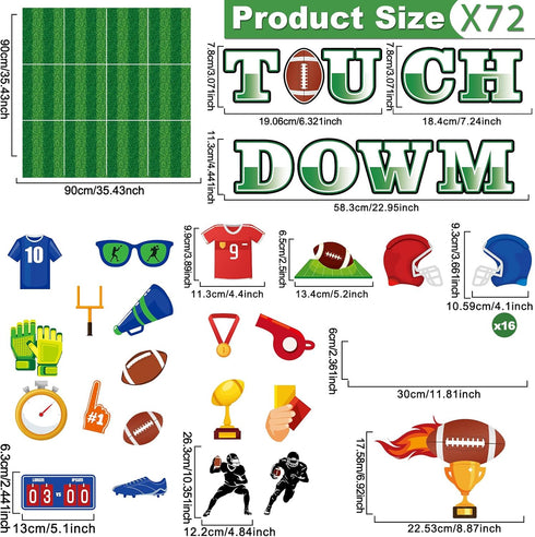 gisgfim 69Pcs Football Bulletin Board Decoration with Background Paper & Banner Football Touch Down Cut-Outs Sport Bulletin Board Decoration for School Classroom Game Day Bulletin Board Party Supplies