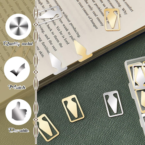Book Line Markers 100 Count Tin Mixed Metals Bookmarkers, Arrow Bookmarks for Reading
