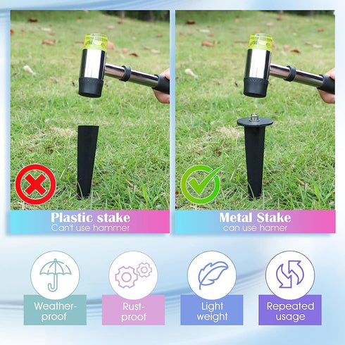 Ludist 4 Packs 4 6.3 Inches Threaded Spike Flood Light Ground Stake Metal Replacement Stakes for Solar Lights Outdoor