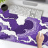Japanese Purple White Wave XL Gaming Mouse Pad, Cartoon Sea Texture Extended Large Desk Cover, Non-Slip Rubber Base,