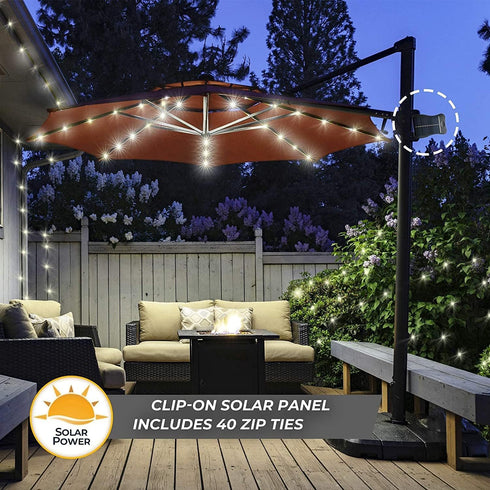VOOKRY Solar Umbrella Lights Outdoor, Waterproof Solar Powered Patio Umbrella Lights Cordless 8 Modes LED Umbrella Patio Lights for Beach Tent Camping Garden Party Decoration(Warm White) by VOOKRY