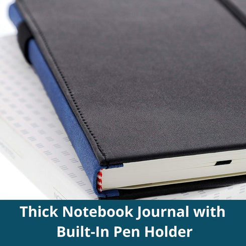 Thick Blank Journal Notebook with Unlined Pages, Deluxe 120gsm Ink Resistant Paper, 160 Pages, Black