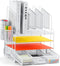 Marbrasse 4-Tier Mesh Desk File Organizer, 5 Vertical File Holders and 2 Pen Holders, White