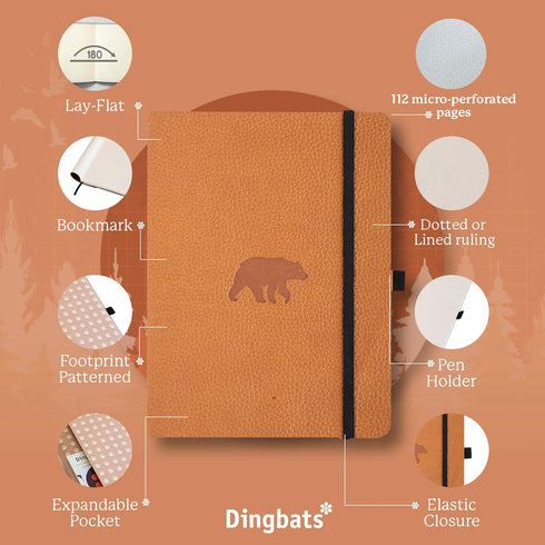 Dingbats A5 Wildlife Dotted Notebook - Premium Vegan Leather Softcover Journal for Writing & Travel