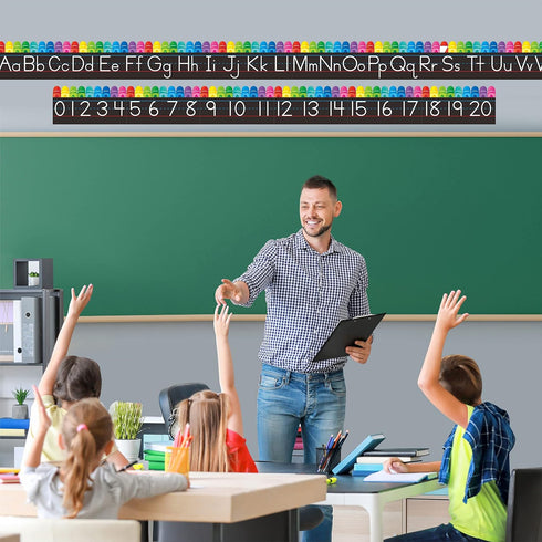 Set, 15 26 0-20 Alphabet Bulletin Board PCS Crayon Die-Cut ABC Wall Decorations Upper & Lower Case Letters Plus Numbers