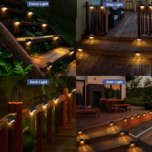 16 Pack pearlstar Solar Step Lights,Solar Deck Railing Lights Outdoor Waterproof Led Fence Lamp for Patio,Stairs,Garden