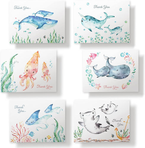 Set 12 5.5 4.25 Inch Twigs Paper Thank You Card - Assorted Greeting Cards For All Occasions - Thank You Cards