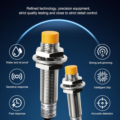 ATO M12 Inductive Proximity Sensor Switch, 4Pcs Non-Shield Detector 4mm NPN Normally Open(NO) Approach Sensor,Directly Connecting with PLC