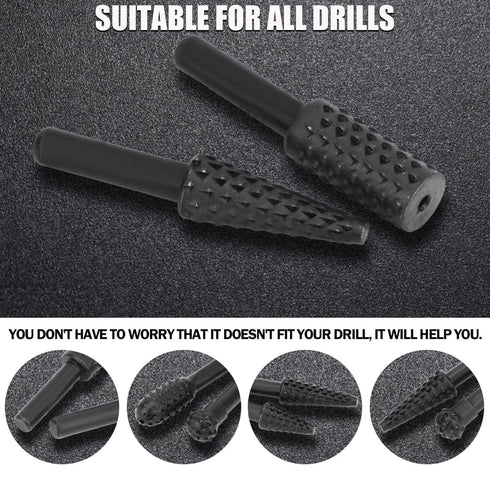 Rotary Drill Bits Set, Wood Carving File Rasp Drill Bit of 5Pcs, 1/4" Shank Tool for Woodworking