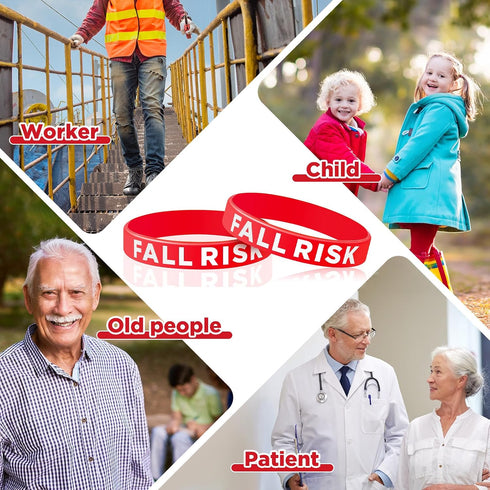 12 Sumind Pcs Fall Risk Bracelet Emergency Alert Wristband for Elderly Patient Wristbands Fall Risk Silicone Rubber