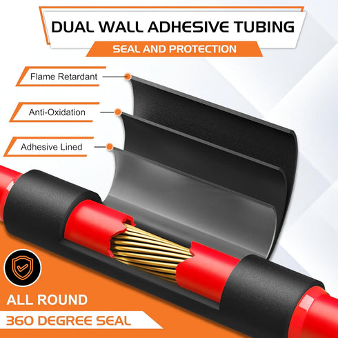 1/8" Heat Shrink Tubing, 3:1 Ratio Industrial and Marine Grade, Dual Wall Adhesive Lined Waterproof Heat Shrink Tube -