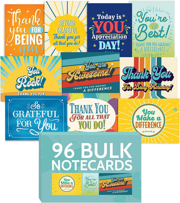 T MARIE 96 Appreciation Cards with Envelopes - Team Gifts, Teacher Gifts