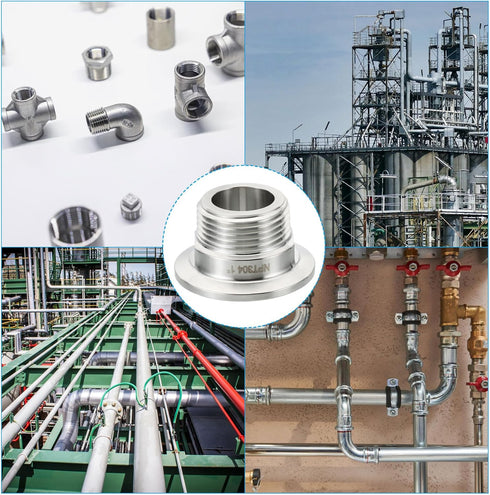 1.5 Inch 1" 304 50.5mm PATIKIL TC Tri Clamps Adaptor, Tri-Clover Fittings to NPT Male Sanitary Thread Adaptor Stainless