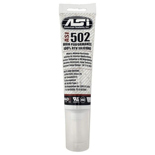 Silicone Sealant 100% RTV, Clear, 2.8 oz Squeeze Tube
