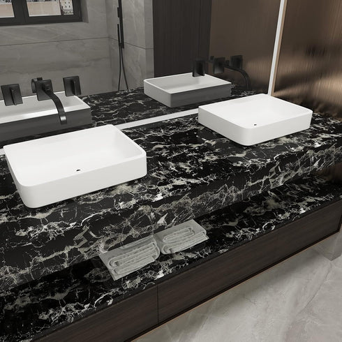 16x118 inch Black Marble Contact Paper - Peel and Stick Waterproof Vinyl for Kitchen Cabinet Decoration